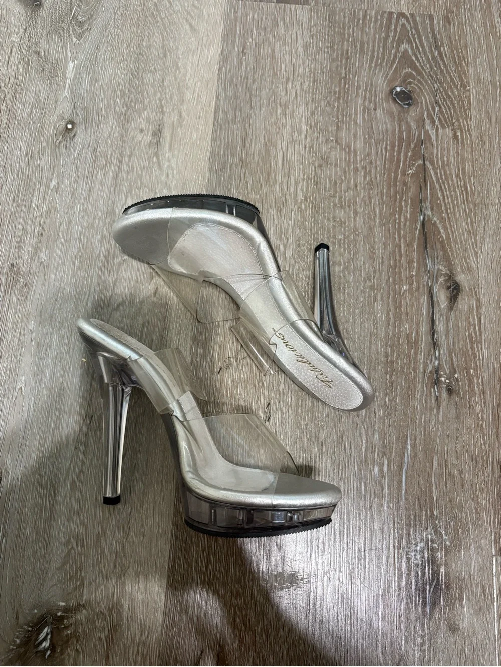 Clear Strap Silver Platform Stiletto Heels